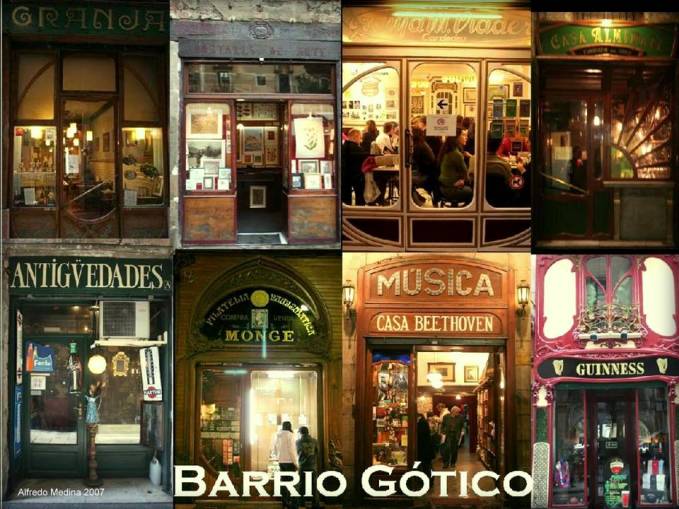 Foto-montaje Comercios del Barrio Gótico (Barcelona) ESPAÑA 2007